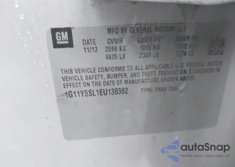 2014 Chevrolet Impala 1Ls from USA, damaged, VIN 1G11Y5SL1EU138382